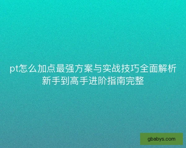 pt怎么加点最强方案与实战技巧全面解析新手到高手进阶指南完整